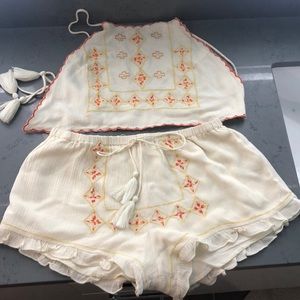 Boho Matching Shorts & Crop Top Set